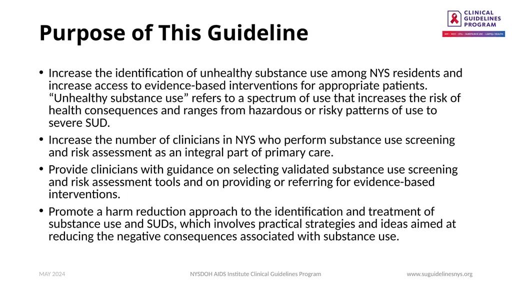 Substance Use Screening, Risk Assessment, and Use - slide 2 of 19