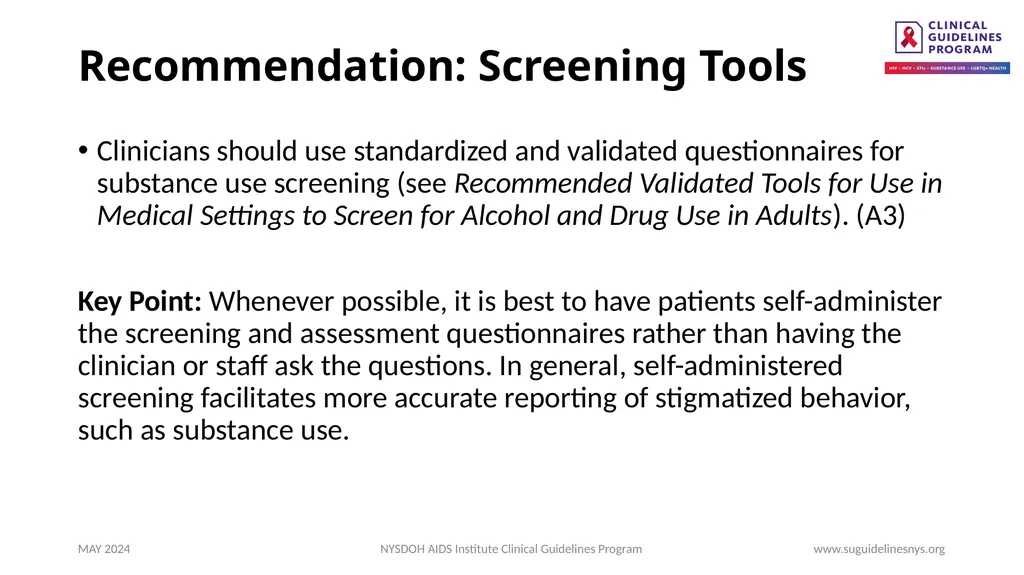 Substance Use Screening, Risk Assessment, and Use - slide 9 of 19