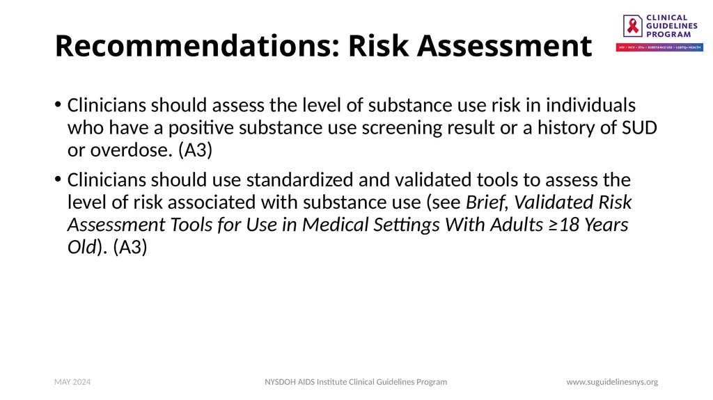 Substance Use Screening, Risk Assessment, and Use - slide 11 of 19