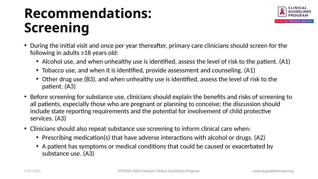Substance Use Screening, Risk Assessment, and Use - slide 5 of 19