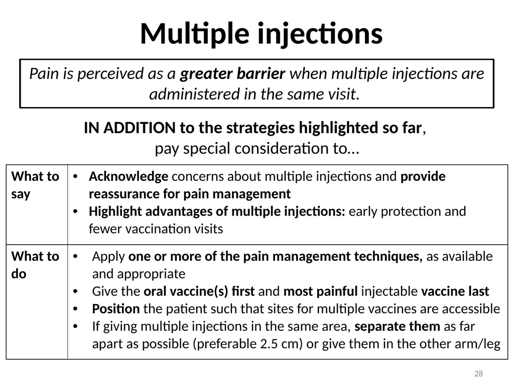Managing pain during vaccine administration 1 A - slide 28 of 40