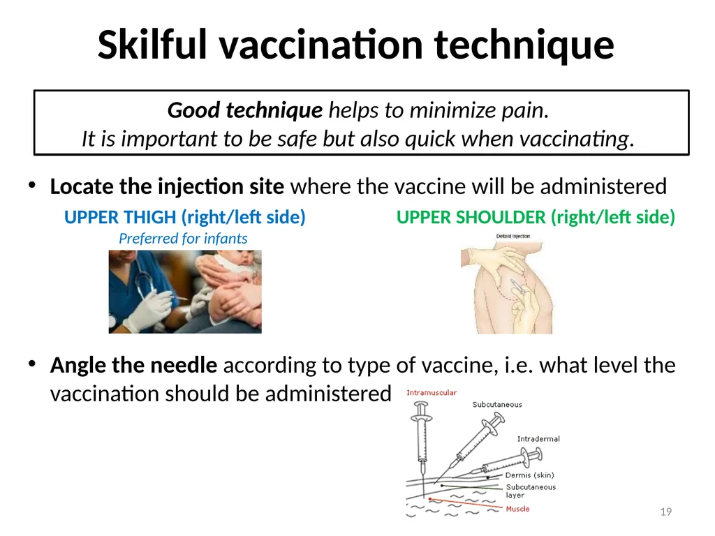 Managing pain during vaccine administration 1 A - slide 19 of 40