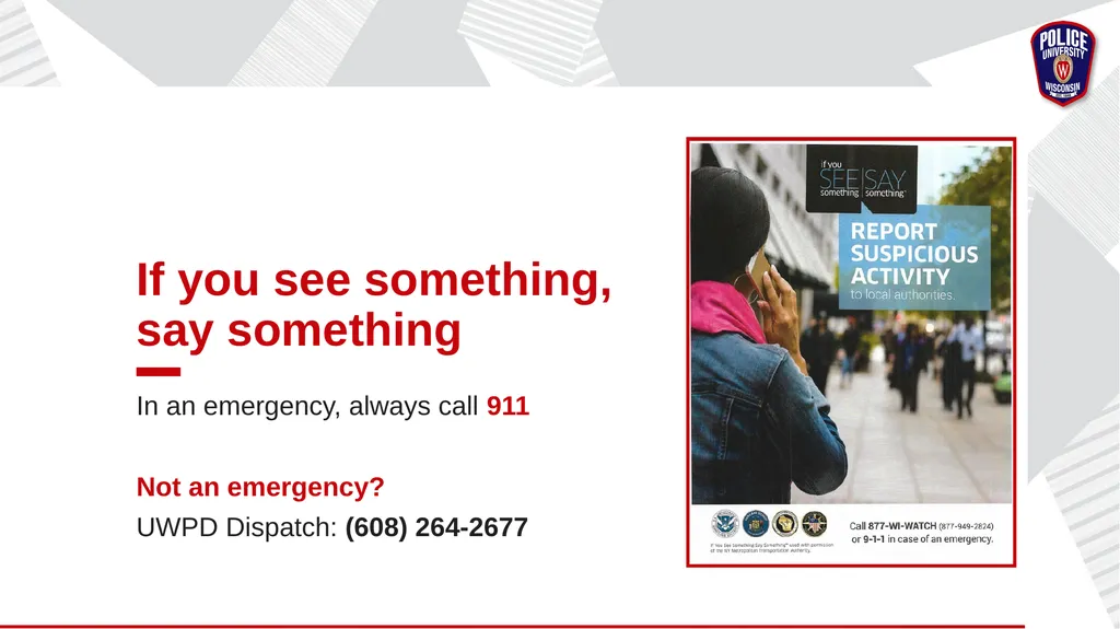 Safety Awareness Review Provided by UW Emergency - slide 5 of 13