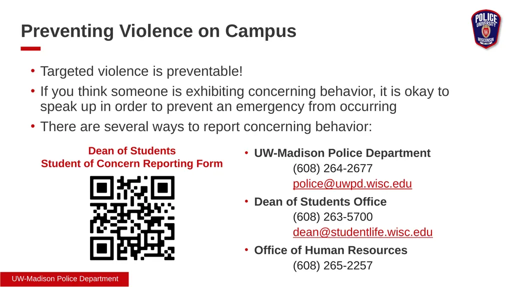 Safety Awareness Review Provided by UW Emergency - slide 12 of 13