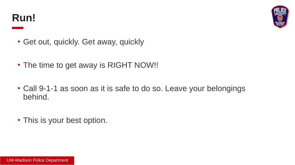 Safety Awareness Review Provided by UW Emergency - slide 9 of 13