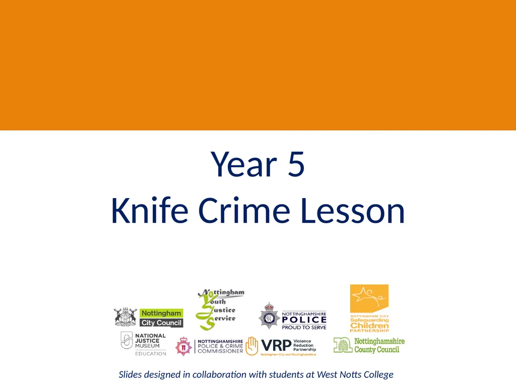 Year 5 Knife Crime Lesson Slides designed in - slide 1 of 21