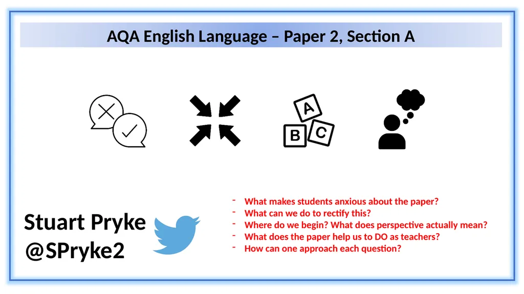 AQA English Language – Paper 2, Section A Stuart - slide 1 of 25