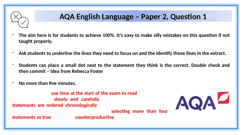 AQA English Language – Paper 2, Section A Stuart - slide 9 of 25