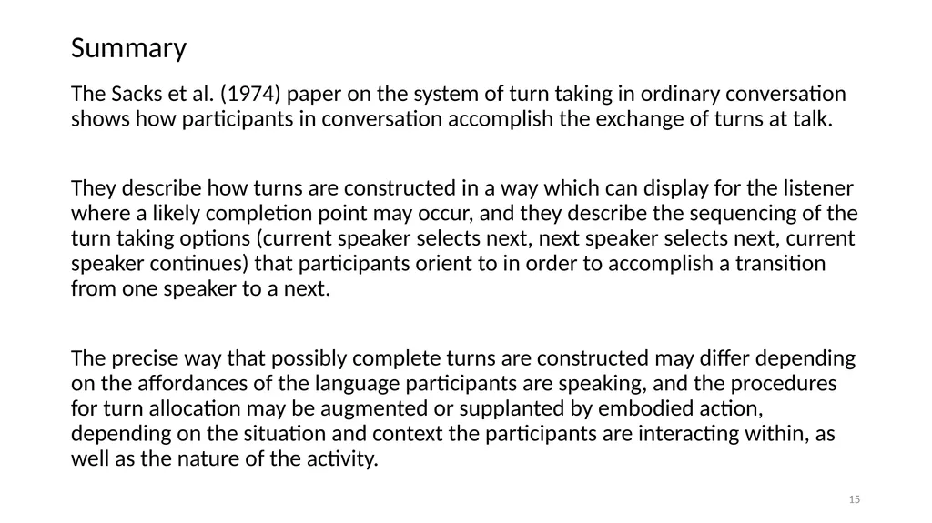 Chapter 5: Turn Taking Angela Cora Garcia, c2022; - slide 15 of 16