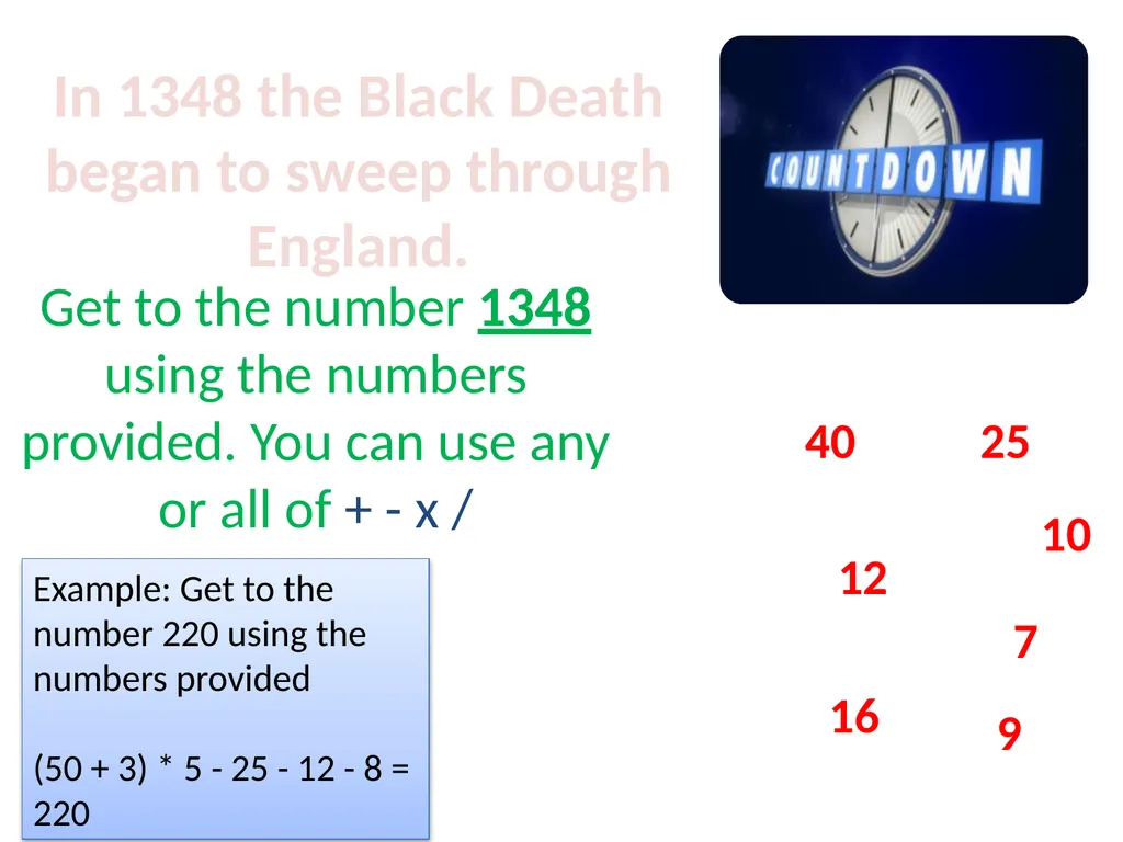 The Black Death Learning Objective: To explain - slide 3 of 12