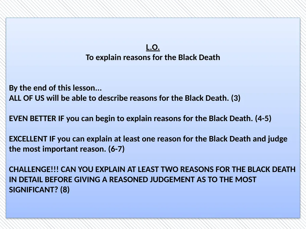The Black Death Learning Objective: To explain - slide 2 of 12