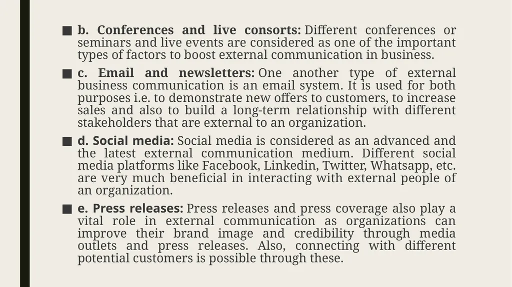 External business communication Introduction: - slide 7 of 8