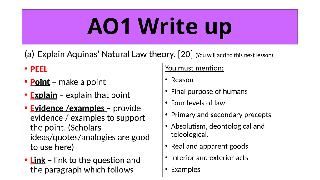 ETHICS Theme 2: Deontological Ethics B: Aquinas’ - slide 34 of 60