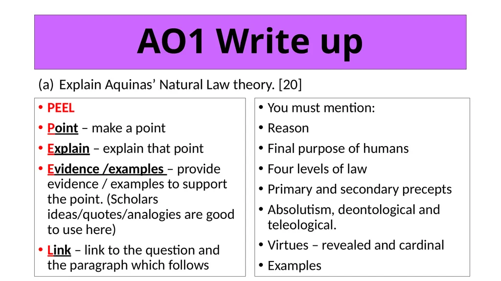 ETHICS Theme 2: Deontological Ethics B: Aquinas’ - slide 59 of 60