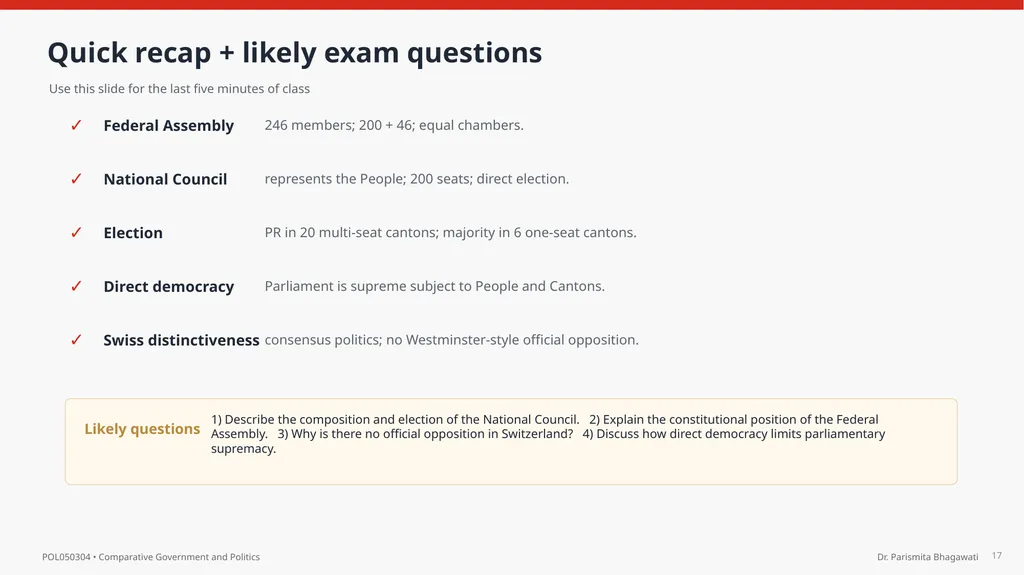 UNIT IV The Federal Parliament of Switzerland - slide 17 of 18