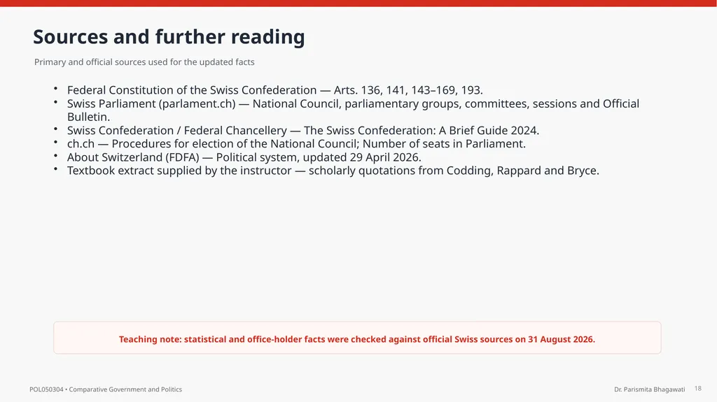 UNIT IV The Federal Parliament of Switzerland - slide 18 of 18