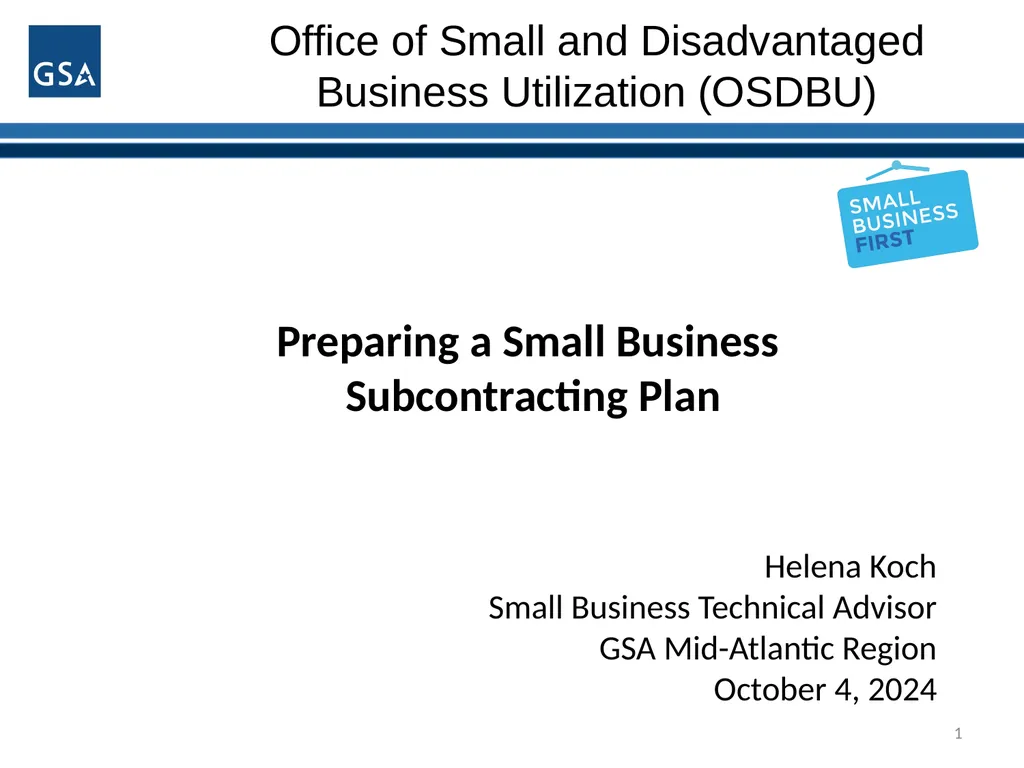 1 Office of Small and Disadvantaged Business - slide 1 of 45