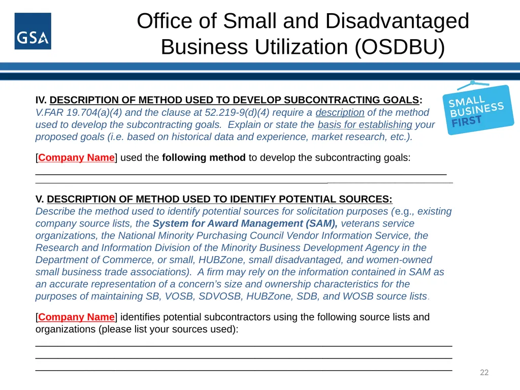1 Office of Small and Disadvantaged Business - slide 22 of 45
