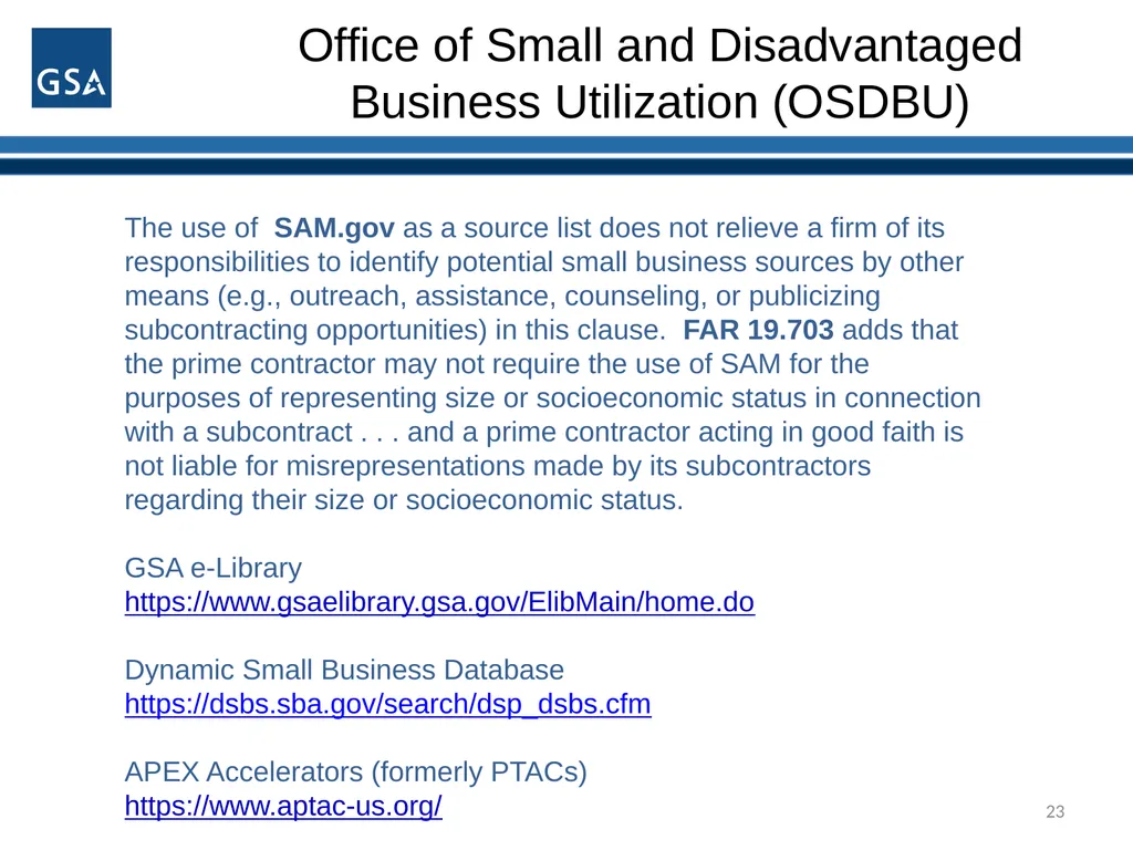 1 Office of Small and Disadvantaged Business - slide 23 of 45