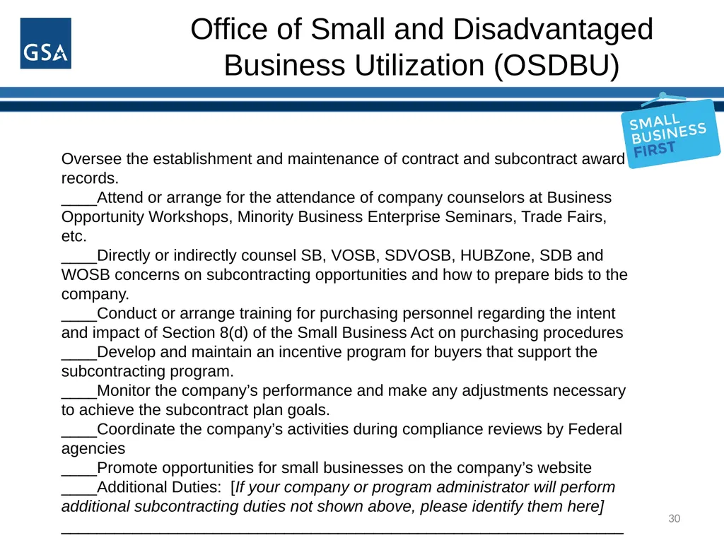 1 Office of Small and Disadvantaged Business - slide 30 of 45