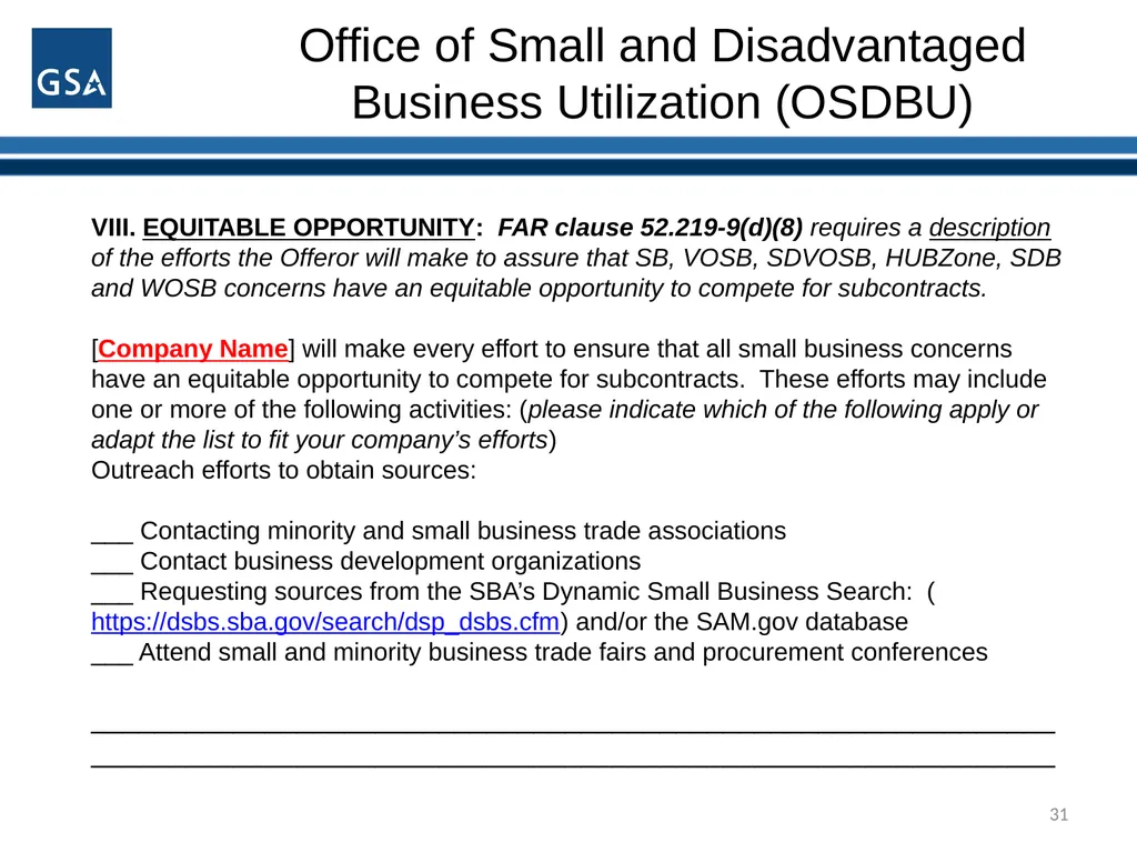 1 Office of Small and Disadvantaged Business - slide 31 of 45