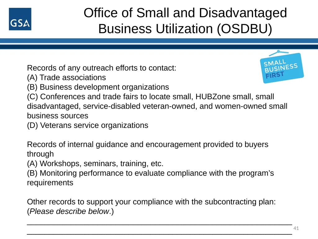 1 Office of Small and Disadvantaged Business - slide 41 of 45