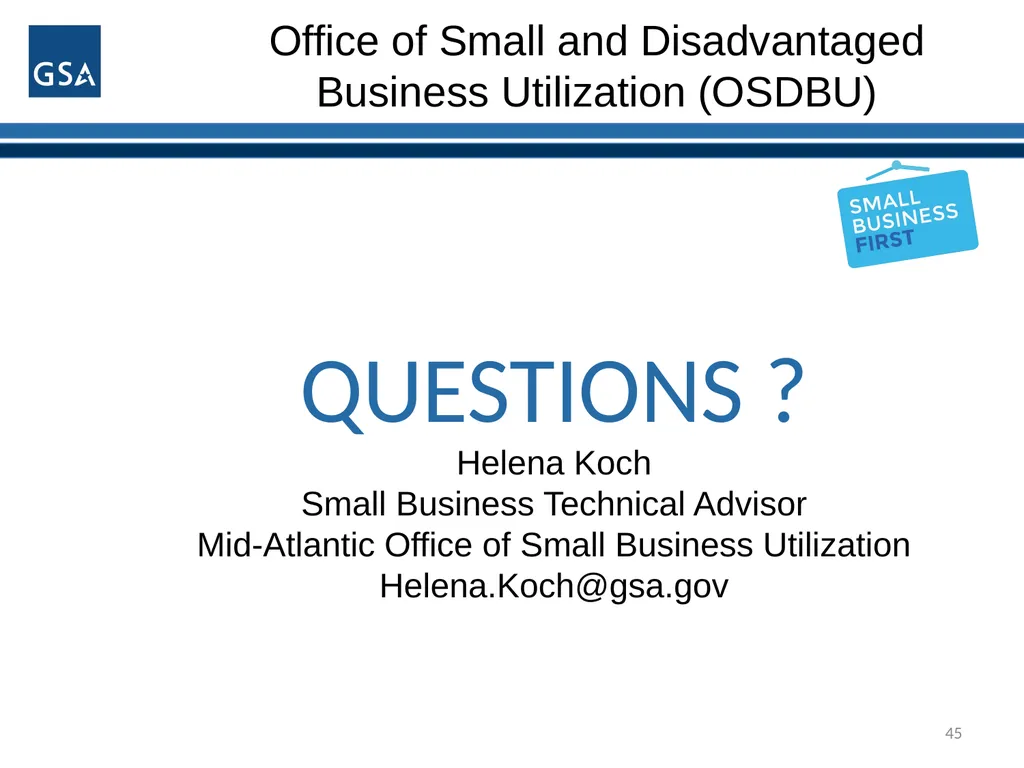 1 Office of Small and Disadvantaged Business - slide 45 of 45