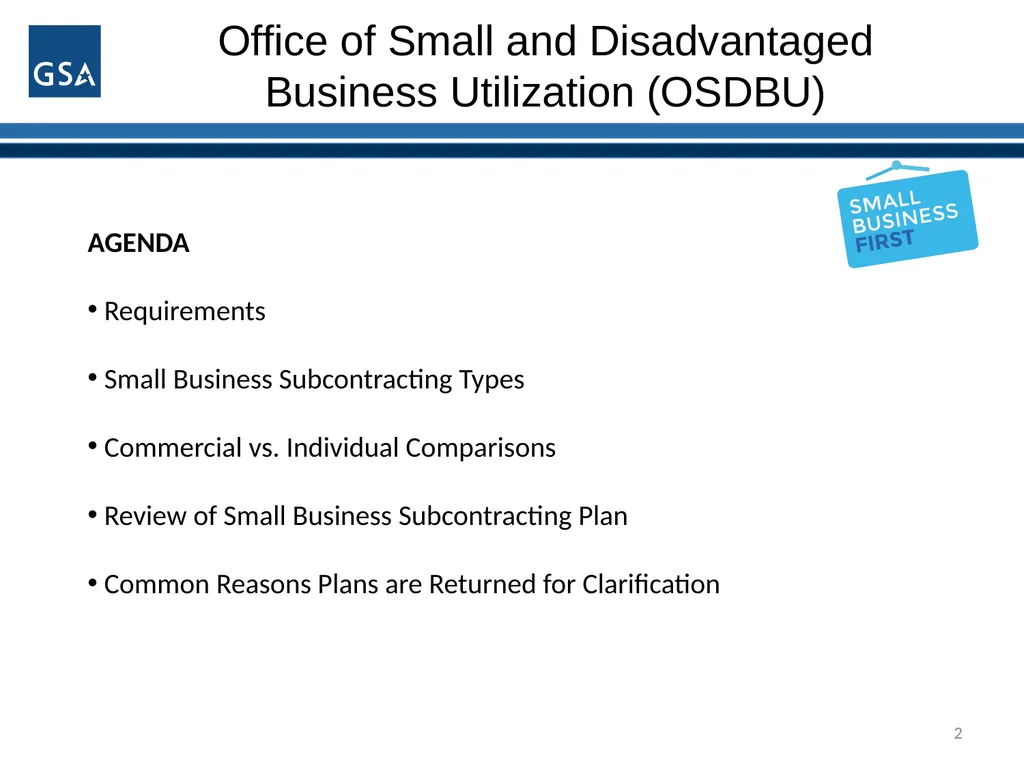 1 Office of Small and Disadvantaged Business - slide 2 of 45