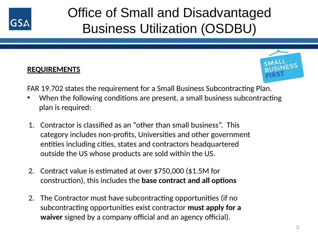1 Office of Small and Disadvantaged Business - slide 3 of 45
