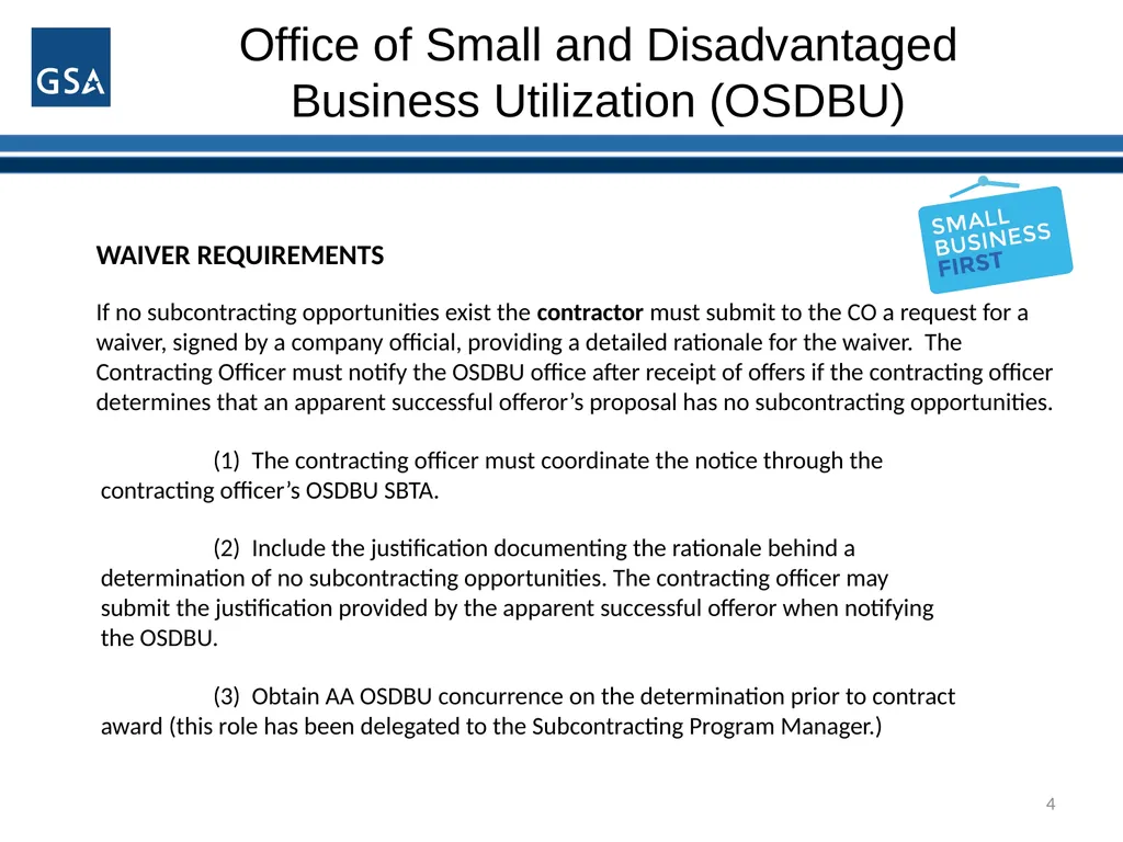 1 Office of Small and Disadvantaged Business - slide 4 of 45