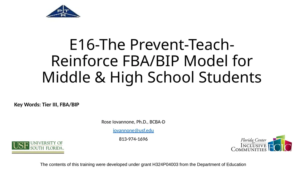 E16-The Prevent-Teach-Reinforce FBA/BIP Model for - slide 1 of 73