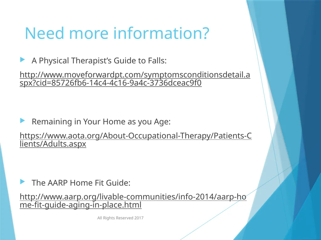 Standing Together to Prevent Falls AOTA/APTA’s - slide 31 of 34
