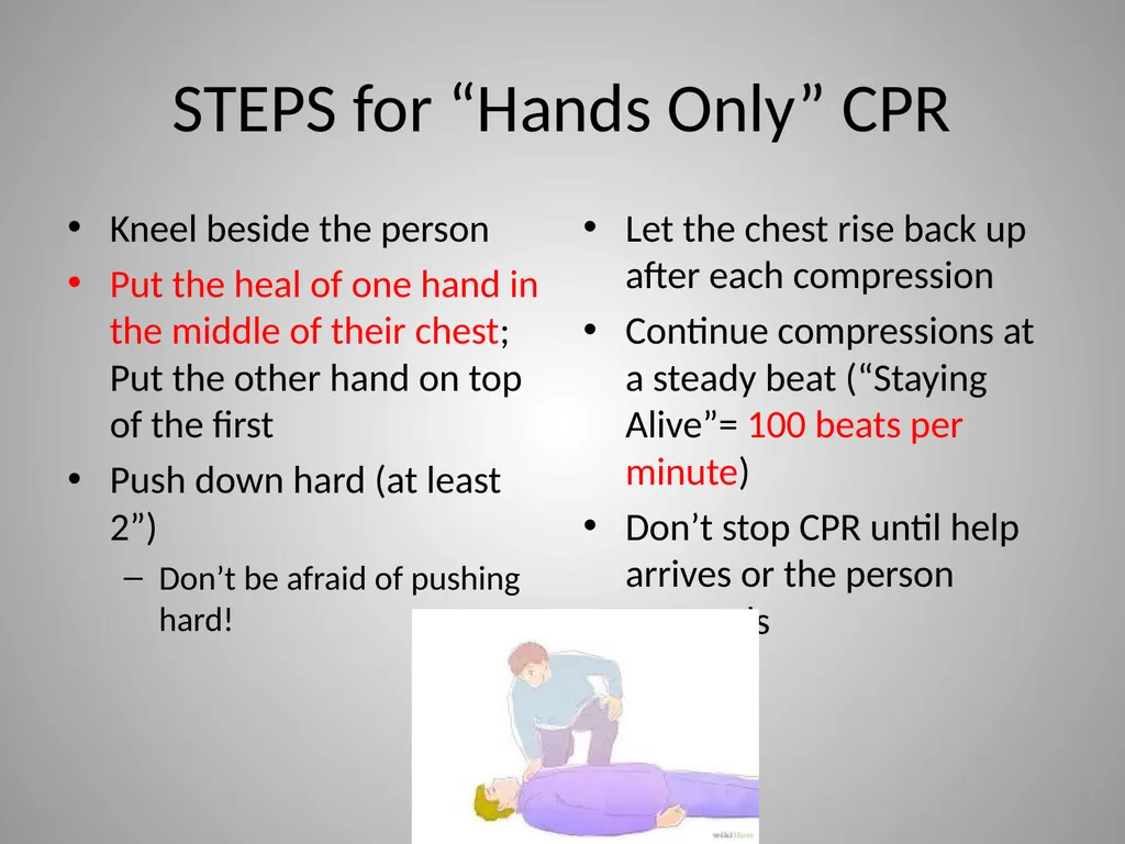 Hands Only CPR American Heart Association CPR Pre - slide 12 of 14