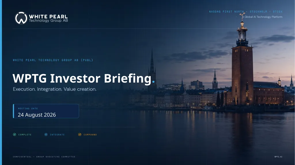 WPTG Investor Briefing. 24 August 2026 NASDAQ - slide 1 of 9