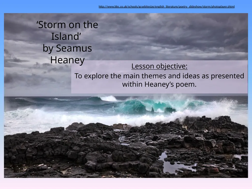 Lesson objective: To explore the main themes and - slide 1 of 8
