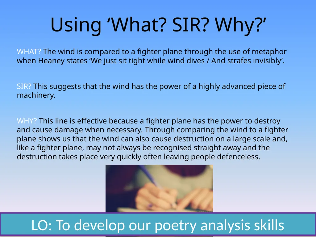 Lesson objective: To explore the main themes and - slide 5 of 8