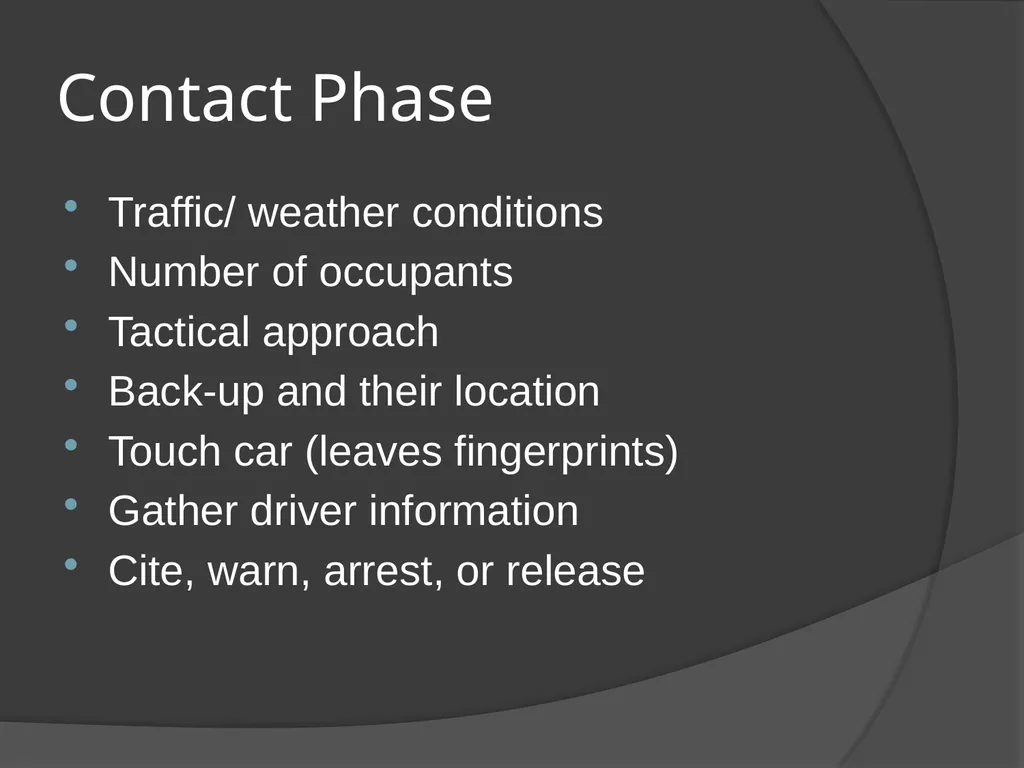 Traffic Stop Training CBT A Law Enforcement Course - slide 27 of 34