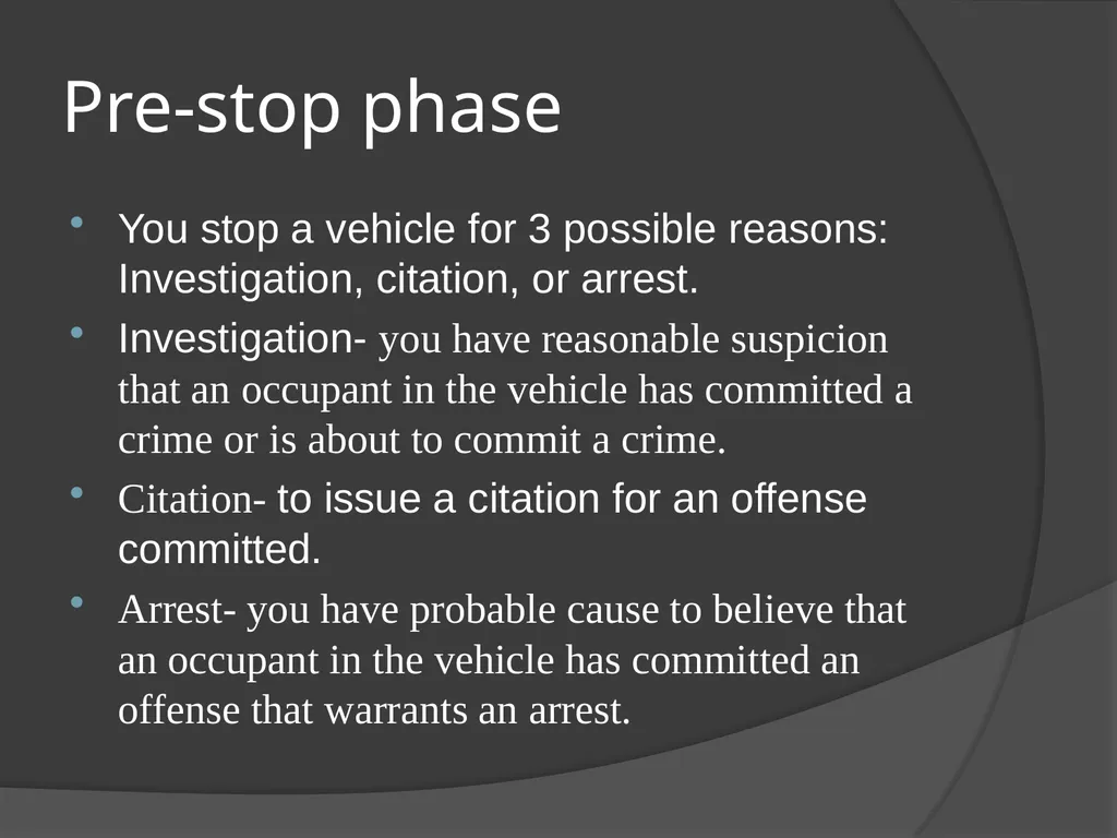 Traffic Stop Training CBT A Law Enforcement Course - slide 25 of 34