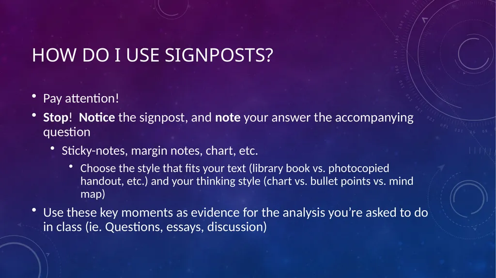 Stop, Notice, and note Signposts for close reading - slide 3 of 15