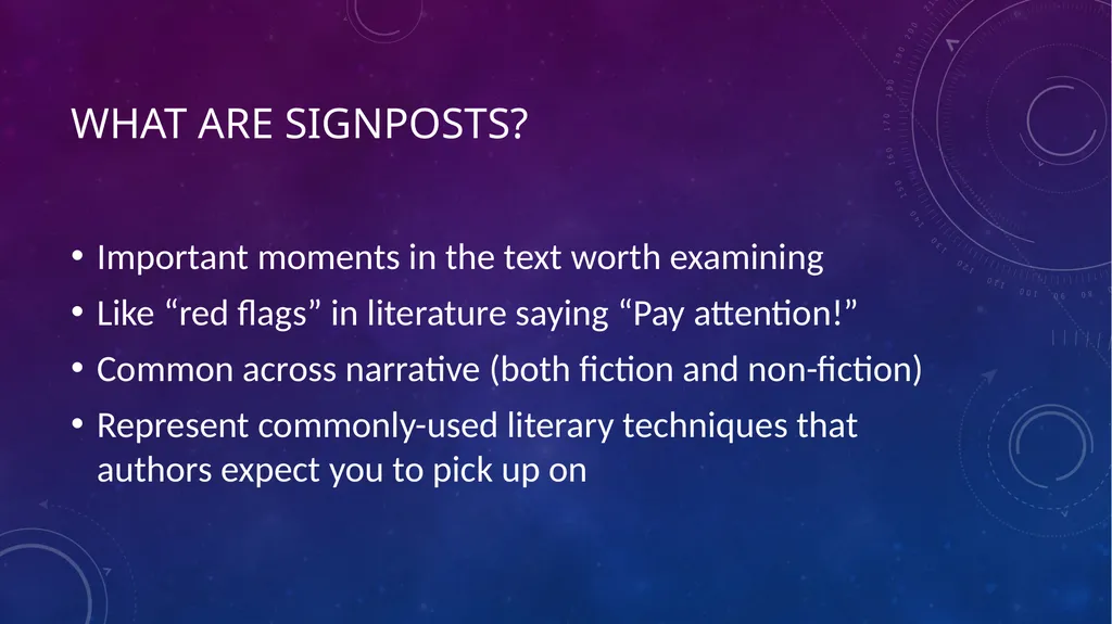 Stop, Notice, and note Signposts for close reading - slide 2 of 15