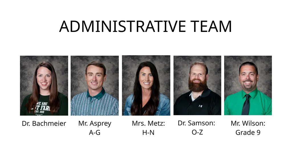Welcome to Senior Year! Asprey ADMINISTRATIVE TEAM - slide 2 of 32