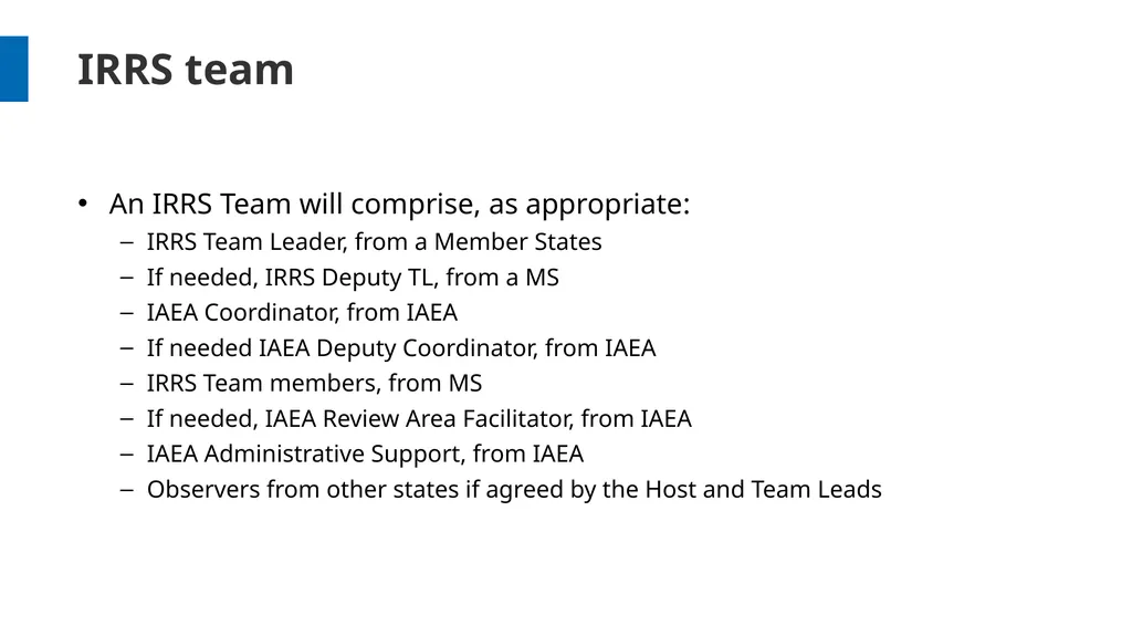 Overview and Process Workshop on IRRS and SARIS - slide 22 of 42