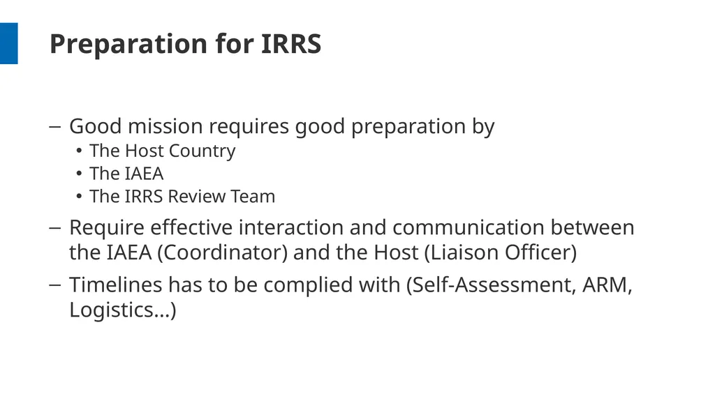 Overview and Process Workshop on IRRS and SARIS - slide 25 of 42