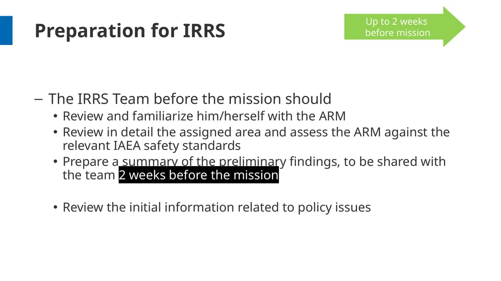 Overview and Process Workshop on IRRS and SARIS - slide 24 of 42