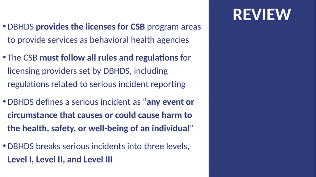 Serious Incident Reporting Definitions and - slide 8 of 16