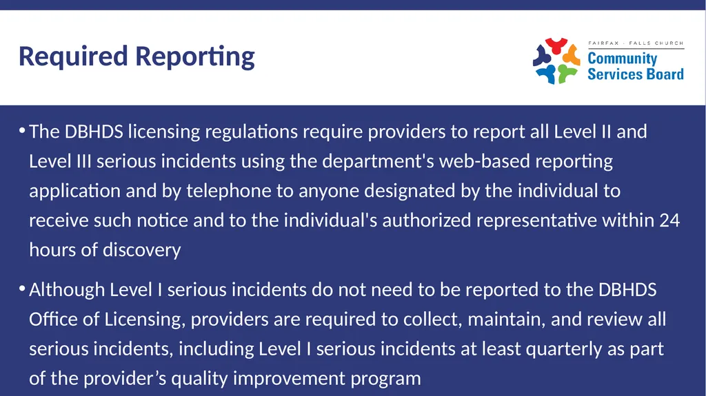 Serious Incident Reporting Definitions and - slide 9 of 16