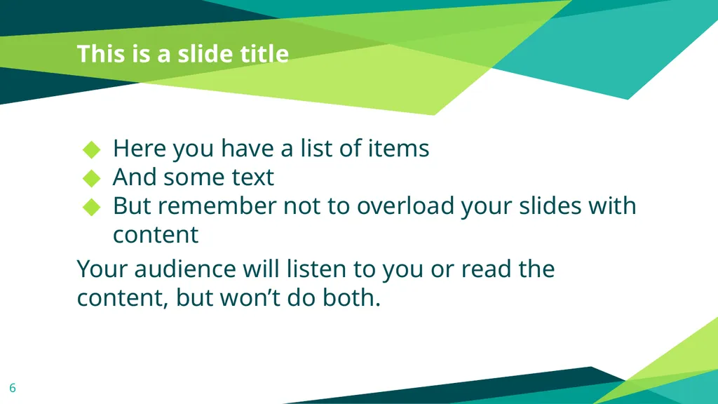 This is your presentation title Instructions for - slide 6 of 39