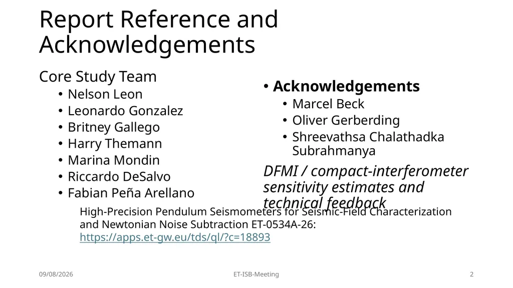High-Precision Pendulum Seismometers for - slide 2 of 21