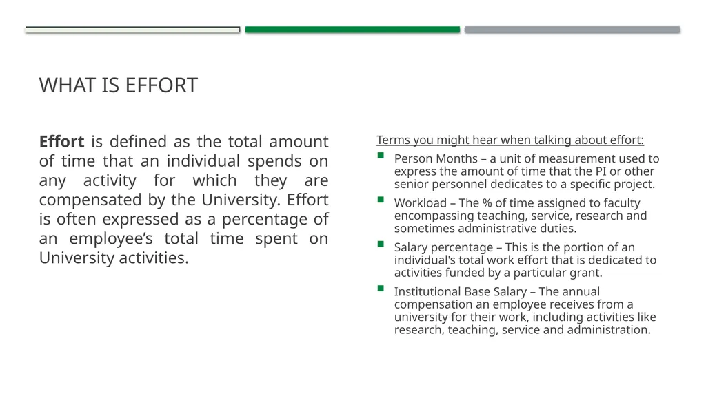 Effort Reporting Agenda Effort What is effort What - slide 3 of 23