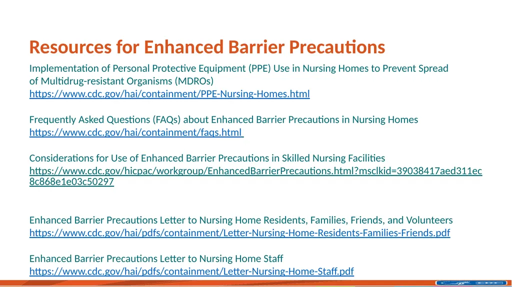 Implementation of Enhanced Barrier Precautions in - slide 10 of 17